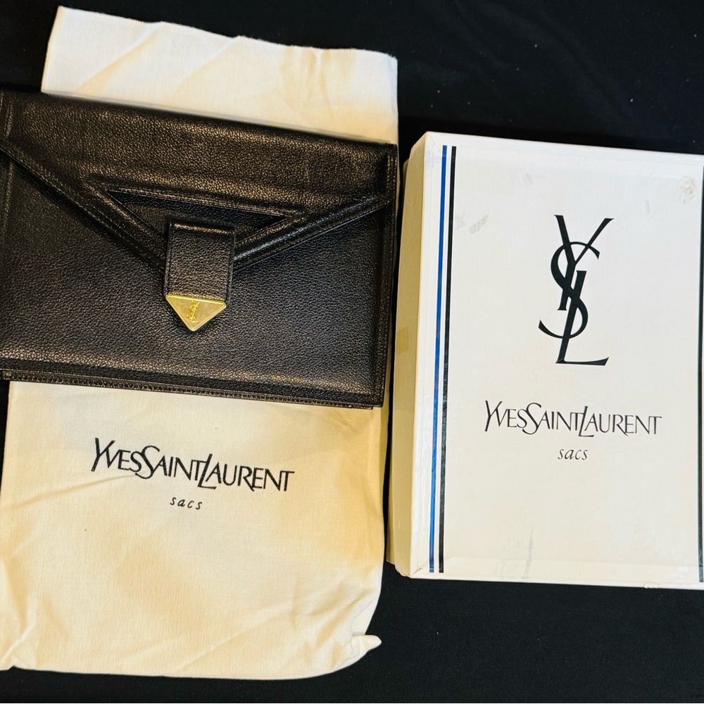 Yves Saint Laurent Belle De Jour Black Leather Clutch Bag